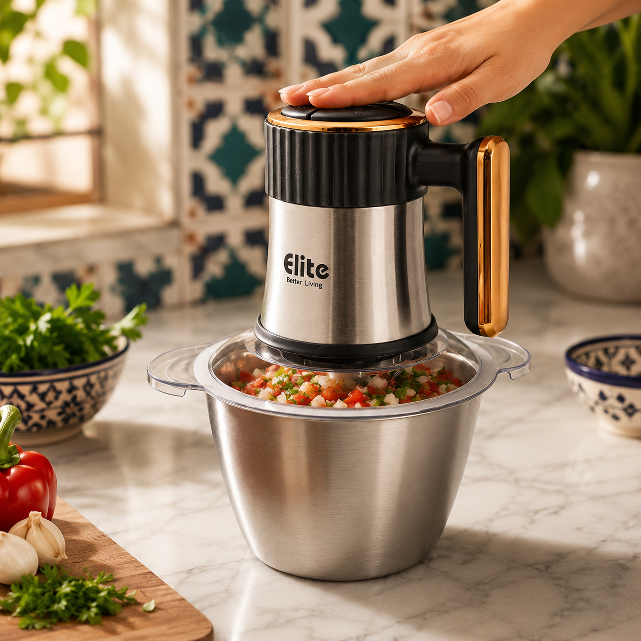 هاشور كهربائي Elite — وعاء ستانلس 3 لتر، 5 سرعات